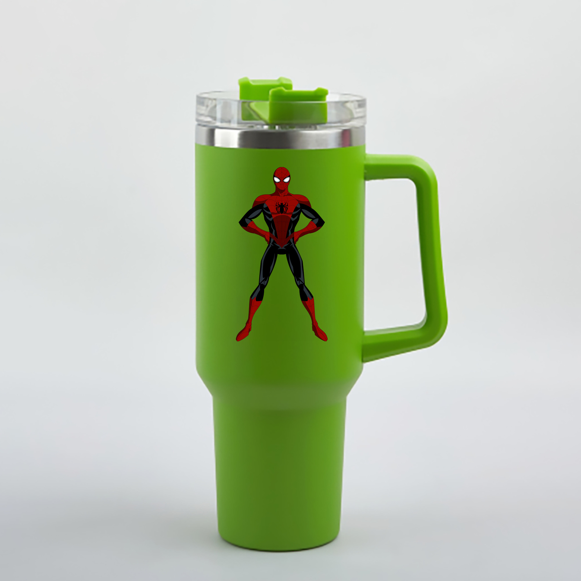 （画像用） Spider Man スパイダーマン 1200mL車用タンブラー - クリスタルステッカー（プラスチックストロー付き）